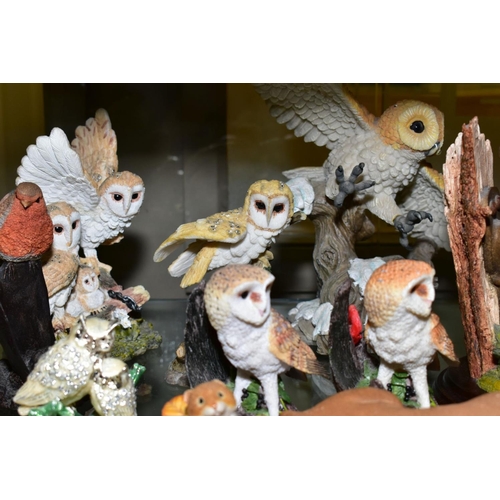 368 - A GROUP OF BIRD AND ANIMAL SCULPTURES, ETC, to include Border Fine Arts Barn Owl style five WB03, Co... 