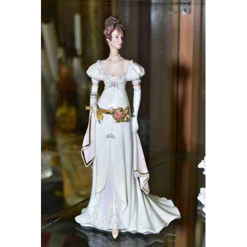 374 - FIVE VARIOUS FIGURINES, comprising two Royal Worcester 'Royal Debut' limited edition No 4307/12500 f... 