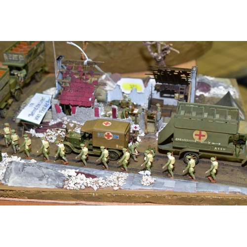 385 - TWO WORLD WAR I BATTLE SCENE DIORAMAS, 1/76 scale model 'Behind the Lines' modelled as a First Aid P... 