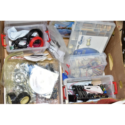 387 - TWO BOXES OF GEARED MOTOR KITS, BOARD GAMES, PLAYING CARDS, etc, including Matchbox Rubik's Magic, B... 