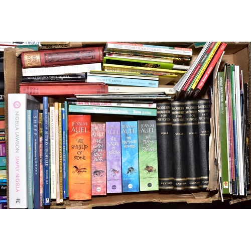 410 - THREE BOXES OF BOOKS, including history of World War I, revision guides, Wainwright Walking books, c... 