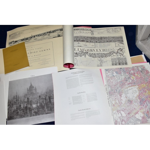 420 - TWO ARTWORK PORTFOLIOS, the first containing a quantity of reproduction antique maps and surveys, pr... 