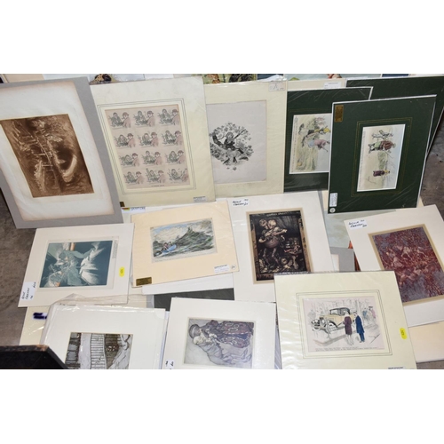 424 - ANTIQUE ILLUSTRATIONS AND PRINTS ETC, to include Edmund Dulac, Arthur Rackham and Walter Crane, etc,... 