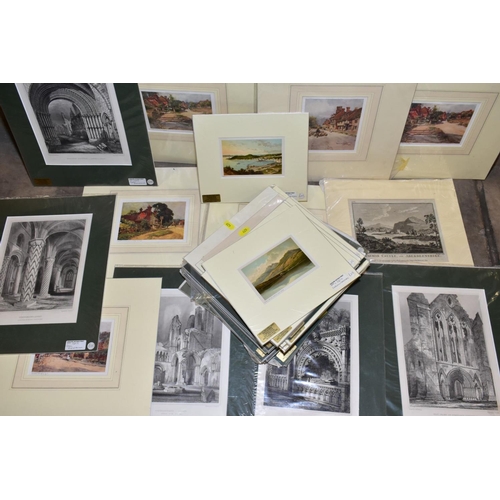 425 - APPROXIMATELY 60 TOPOGRAPHICAL PRINTS, to include landscapes, churches, villages and landmarks, etc,... 