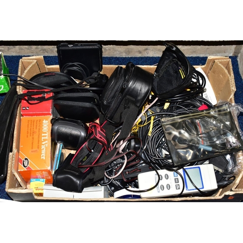 431 - THREE BOXES AND LOOSE SUNDRY ITEMS, to include Denon DP-200USB turntable with instructions (PAT pass... 