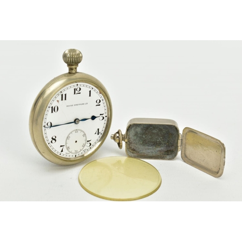 45 - AN OPENFACED MIITARY POCKET WATCH AND PILL BOX, the pocket watch with white dial signed 'Moise Dreyf... 