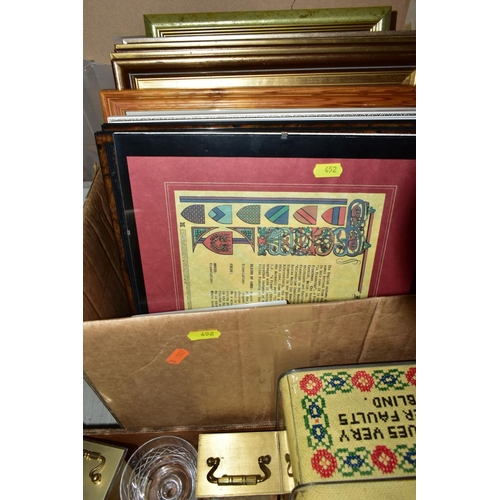 452 - SEVEN BOXES OR CERAMICS, GLASSWARE, CD'S, CASSETTE TAPES, RECORDS, BOOKS, etc and a wooden cased 'Ph... 