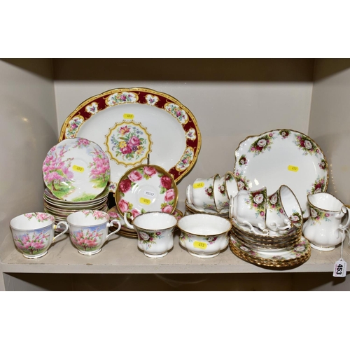 453 - A GROUP OF ASSORTED ROYAL ALBERT TEAWARES, etc, including an oval 'Lady Hamilton' meat platter (seco... 