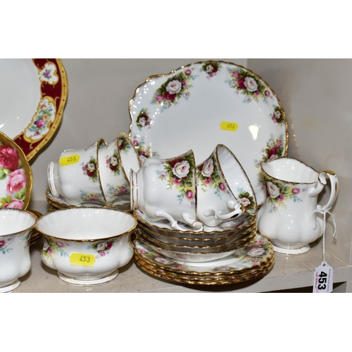 453 - A GROUP OF ASSORTED ROYAL ALBERT TEAWARES, etc, including an oval 'Lady Hamilton' meat platter (seco... 