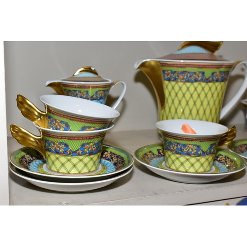 454 - A ROSENTHAL VERSACE 'RUSSIAN DREAM' PATTERN FIFTEEN PIECE TEA SET, comprising tea pot and cover, sug... 