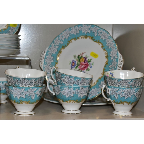 464 - A ROYAL ALBERT 'ENCHANTMENT' PATTERN TEA SET, comprising a milk jug, two bread and butter plates, tw... 