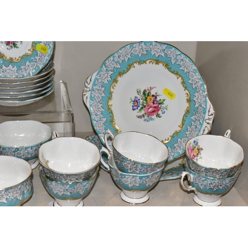 464 - A ROYAL ALBERT 'ENCHANTMENT' PATTERN TEA SET, comprising a milk jug, two bread and butter plates, tw... 