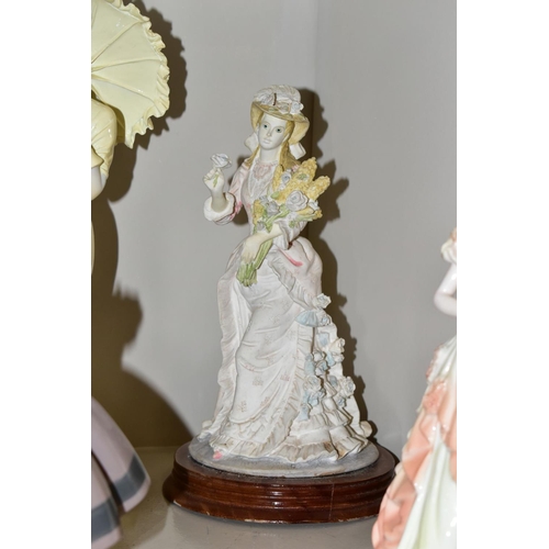 466 - TWO LLADRO FIGURES OF GIRLS AND OTHER LADY FIGURES, the Lladro comprising No 5223 'Spring is Here' (... 