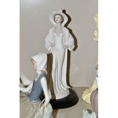 466 - TWO LLADRO FIGURES OF GIRLS AND OTHER LADY FIGURES, the Lladro comprising No 5223 'Spring is Here' (... 