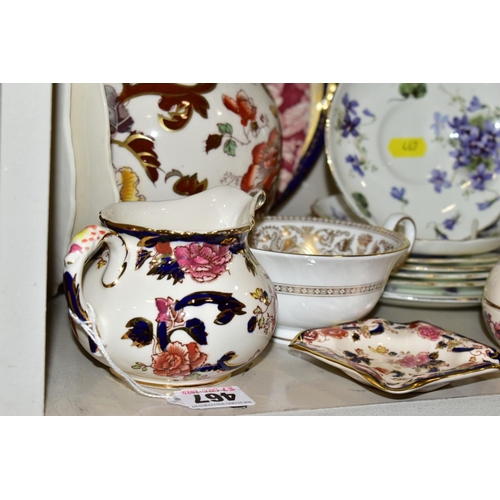 467 - A GROUP OF ASSORTED CERAMICS INCLUDING MASONS IRONSTONE 'MANDALAY' JUG AND ASHTRAY, 'Brown Velvet' g... 