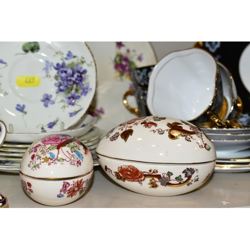 467 - A GROUP OF ASSORTED CERAMICS INCLUDING MASONS IRONSTONE 'MANDALAY' JUG AND ASHTRAY, 'Brown Velvet' g... 