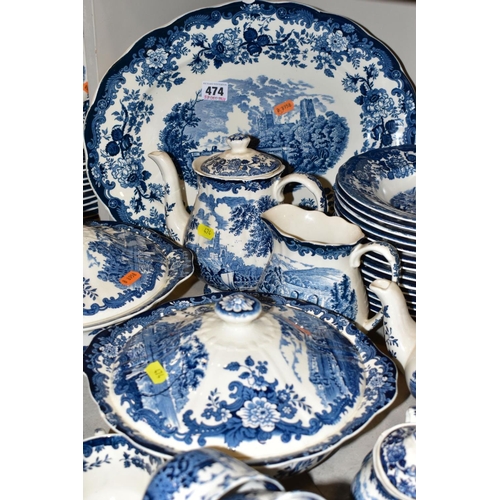 474 - A PALISSY '1790 AVON SCENES' BLUE AND WHITE DINNER SERVICE, including four tureens and covers, teapo... 