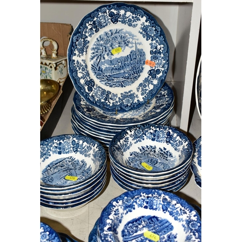 474 - A PALISSY '1790 AVON SCENES' BLUE AND WHITE DINNER SERVICE, including four tureens and covers, teapo... 