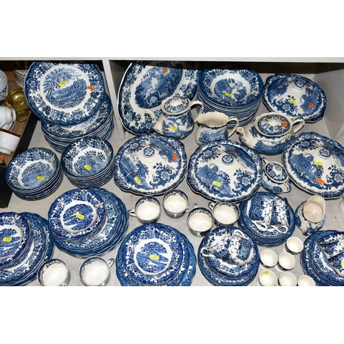 474 - A PALISSY '1790 AVON SCENES' BLUE AND WHITE DINNER SERVICE, including four tureens and covers, teapo... 