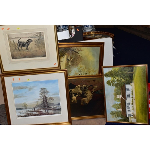 479 - CERAMICS, METALWARES AND PICTURES, ETC, to include Henry Wilkinson signed etching of a setter, signe... 