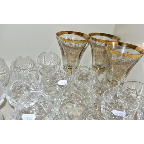 487 - A QUANTITY OF CUT GLASS ETC, to include brandy, red wine, white wine, sherry, port and whisky glasse... 