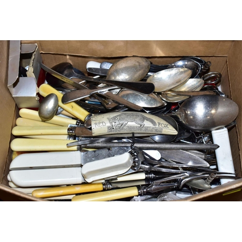 490 - THREE BOXES AND LOOSE METAL WARES, ETC, to include brass plates, copper arts and craft bowl and kett... 