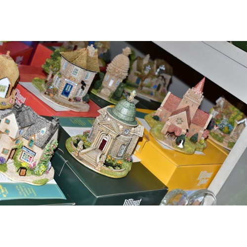 493 - THIRTY EIGHT BOXED LILLIPUT LANE SCULPTURES, from British collection, all with deeds except where me... 