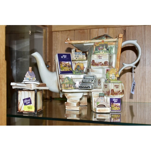 503 - A BOXED CARDEW DESIGNS 'THE LILLIPUT LANE MARKET STALL' NOVELTY TEA POT, with matching sugar pot and... 