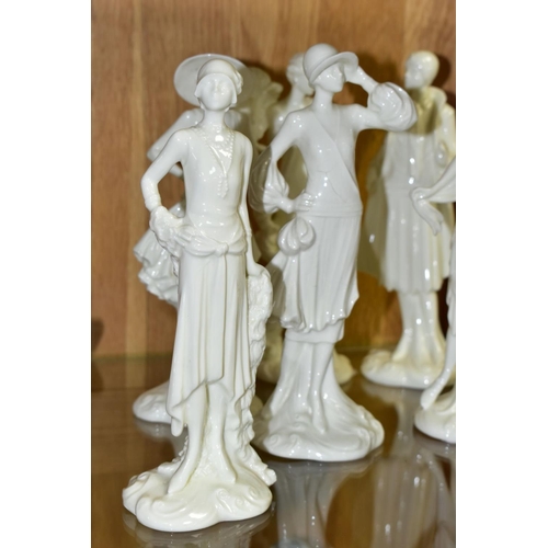 504 - A SET OF SEVEN ROYAL WORCESTER FIGURINES FROM 1920'S COLLECTION, comprising 'Irene-1920', 'Bea - 192... 