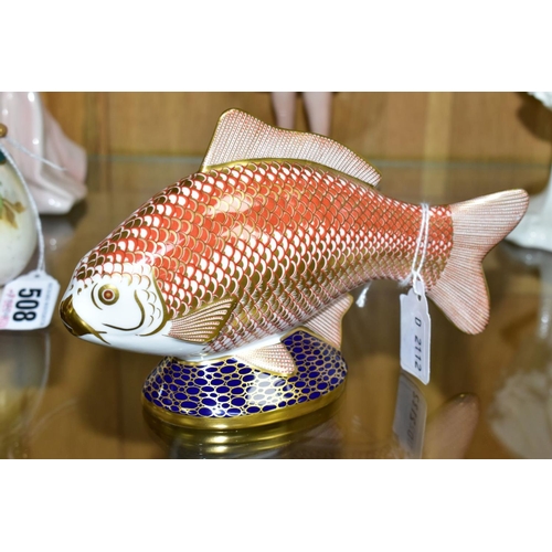 506 - A ROYAL CROWN DERBY PAPERWEIGHT, 'Golden Carp' with gold stopper