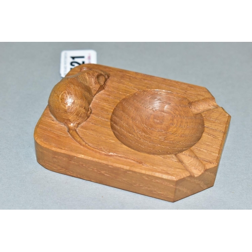 521 - ROBERT 'MOUSEMAN' THOMPSON OF KILBURN, a carved oak ashtray with signature mouse, length 10cm