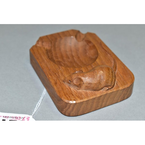 521 - ROBERT 'MOUSEMAN' THOMPSON OF KILBURN, a carved oak ashtray with signature mouse, length 10cm