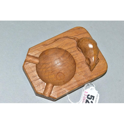 521 - ROBERT 'MOUSEMAN' THOMPSON OF KILBURN, a carved oak ashtray with signature mouse, length 10cm