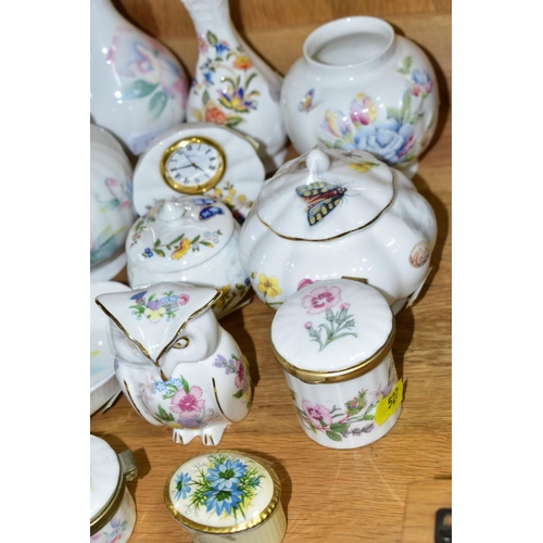 527 - A GROUP OF AYNSLEY VASES AND TRINKETS, to include ten pieces 'Little Sweetheart' pattern (vases) hei... 