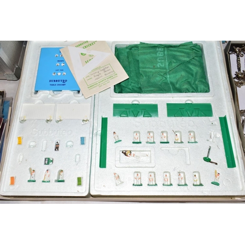 536 - A BOXED SUBBUTEO TABLE CRICKET TEST MATCH EDITION SET, not complete has some missing and damaged ite... 