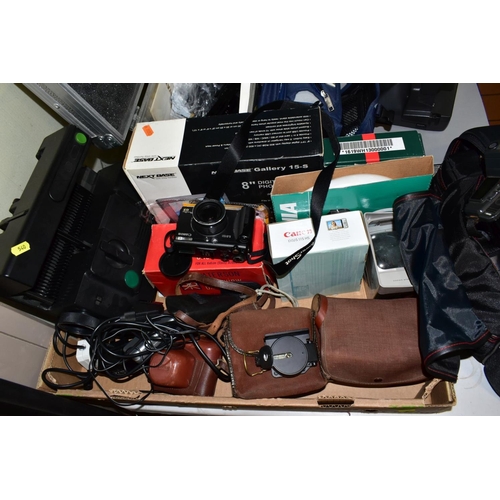 540 - AN ALUMINIUM CASE, A TRAY AND A BAG CONTAINING CAMERA EQUIPMENT including a Pentax ME Super fitted w... 