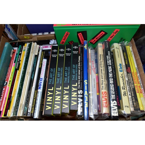 590 - THREE BOXES OF MODERN MUSIC BOOKS, to include Elvis Presley, The Smiths, Morrissey, etc