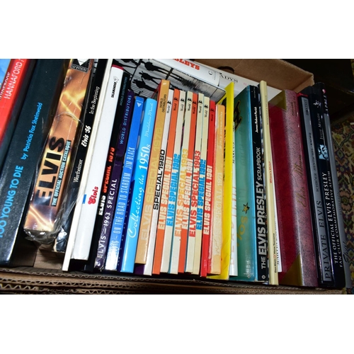 590 - THREE BOXES OF MODERN MUSIC BOOKS, to include Elvis Presley, The Smiths, Morrissey, etc