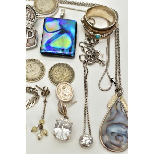 64 - AN ASSORTED SELECTION OF JEWELLERY AND ITEMS, to include a silver A.R.P. Button medal, hallmarked Lo... 