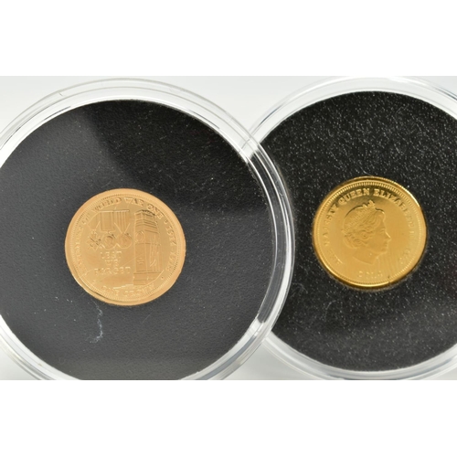 67 - TWO 22CT GOLD  ONE CROWN COINS, both dated 2014, present in their own independent cases