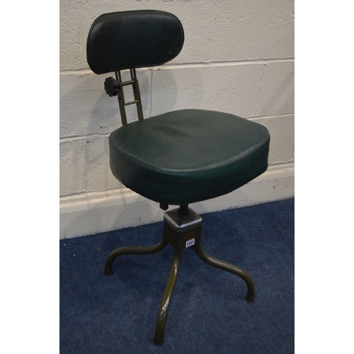 1239 - AN EVERTAUT INDUSTRIAL ARCHITECTS SWIVEL CHAIR with dark green leatherette