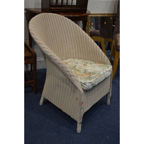 1288 - A G PLAN TEAK TILE TOP COFFEE TABLE, together with a painted Lloyd loom basket chair, gilt framed be... 