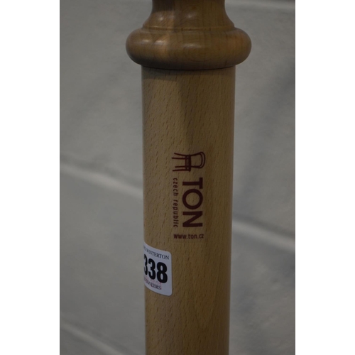 1338 - A MODERN BEECH BENTWOOD STYLE HAT/COAT STAND, with label reading TON, Chech Republic, height 193cm