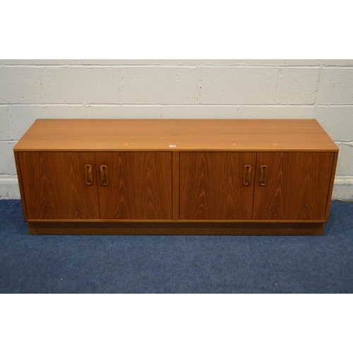 1339 - A LOW G PLAN FRESCO TEAK FOUR DOOR SIDEBOARD, width 162.5cm x depth 46cm x height 54cm (water damage... 