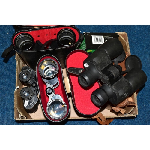 492 - BINOCULARS COMPRISING WRAY MAGNIVU 8 x 30, MARK SCHEFFEL 20 x 50, unbranded 10 x 50, Sears 7 x 35, M... 