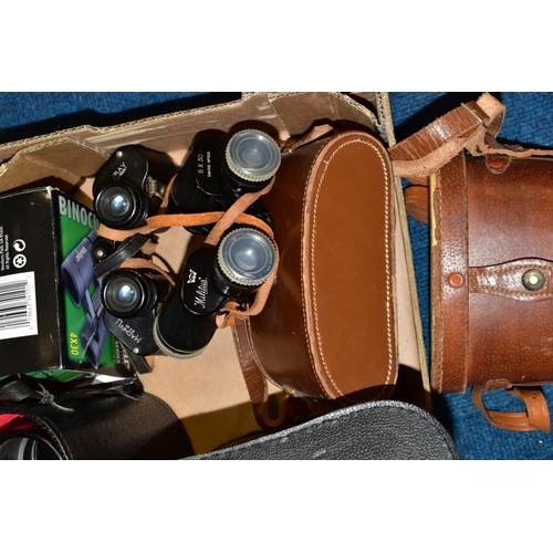 492 - BINOCULARS COMPRISING WRAY MAGNIVU 8 x 30, MARK SCHEFFEL 20 x 50, unbranded 10 x 50, Sears 7 x 35, M... 