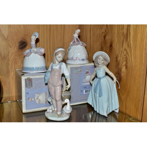 498 - FOUR BOXED LLADRO FIGURES/BELL, comprising 'Rose' No 6275 by Jose Puche 1996, retired 2007, height 1... 