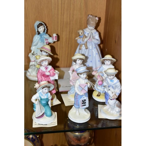 501 - SEVEN COALPORT LIMITED EDITION OF 7500 FIGURES FROM THE FAYE WHITTAKER COLLECTION, comprising 'Ready... 