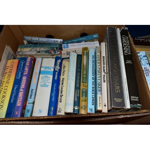 515 - SIX BOXES OF BOOKS, subjects include history, military, autobiographies, 20th century fiction, Reade... 