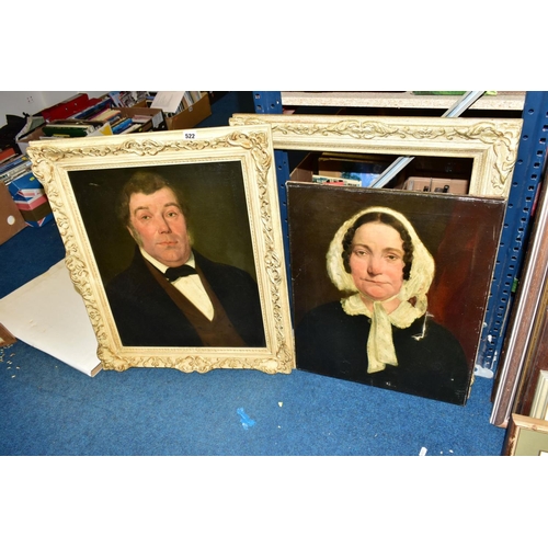 522 - A HEAD AND SHOULDERS PORTRAIT OF A VICTORIAN GENTLEMAN, unsigned oil on canvas, framed, size approxi... 